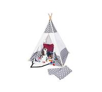 PINOLINO Tipi Tienda de campaña para niños 'Jakara', de Tela y Madera, con Ventana, Alfombra de Suelo, a Partir de 3 años, Tela con Estrellas