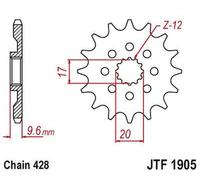 JT Piñón Compatible Con KTM SX 85 Husqvarna TC 85 Ab18 13 Dientes