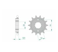 Piñon afam acero estandar 20606-paso 525 para moto repuestos accesorios piezas