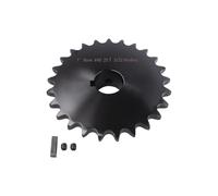 Piñón de cadena de rodillo #40 de 25 dientes de 1 pulgada de diámetro de 1/4 de pulgada a prueba de óxido negro con 2 tornillos de juego y llave incluida para mini bicicleta Go Kart rendimiento