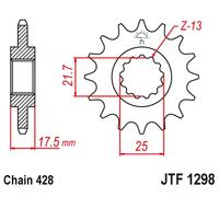 JT Piñones jtf1298.17 17T Frontal de Acero piñón