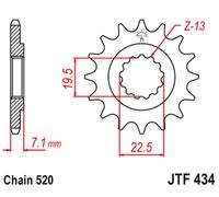 PIÑÓN DELANTERO JT 434 13 PARA SUZUKI DR 250 '82-'87, GZ 250, GN 250 (CADENA 520