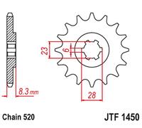 Piñón delantero JT 436 14 para Suzuki LT 500 '88-92', RM 465 '81-82', RM 500 '83