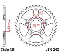 Piñón trasero JT 242 50 para Honda XL 125 R '82-87' (24250JT) (cadena 428)