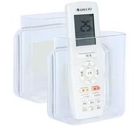 Pinowu Soporte de pared para mando a distancia 10x12x5,5cm (2 unidades) - Caja organizadora de almacenamiento de mesa autoadhesiva para aire acondicionado, caja de TV, mando (transparente)