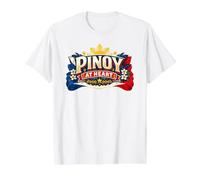 Pinoy de corazón Cultura Filipina Identidad espíritu comunitario Camiseta gráfica económica, Hombre, Blanco, M