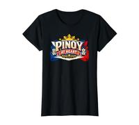 Pinoy de corazón Cultura Filipina Identidad espíritu comunitario Camiseta gráfica económica, Mujer, Negro, S