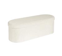 PINPLUS Banco otomano de almacenamiento ovalado con reposapiés, caja de juguetes de terciopelo con almacenamiento, 43 x 15 x 15 pulgadas (blanco)