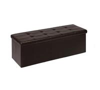 PINPLUS Banco otomano plegable de cuero marrón otomano reposapiés taburete rectangular plegable muebles con tapa 110 cm otomano mesa de café asiento acolchado para salón