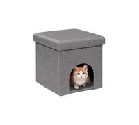 PINPLUS Cueva para Gatos con Cojín, Taburete Plegable para Gatos, Cubo Estable con Tapa Extraíble, Refugio Acogedor para Jugar y Dormir