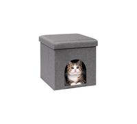 PINPLUS Cueva para Gatos con Cojín, Taburete Plegable para Gatos, Cubo Estable con Tapa Extraíble, Refugio Acogedor para Jugar y Dormir
