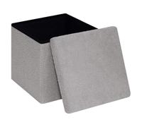 PINPLUS Puff Cubo con Almacenaje Plegable, Otomana en Teddy Bou modo Taburete y Reposapiés para Dormitorio, Salón y Pasillo, 38x38x38 cm, Gris