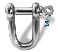 PinPro 4 grilletes M8 de acero inoxidable de forma recta corta - inoxidable e incluso resistente al agua salada - M4 hasta M10 tamaño a elegir - Forma D con perno de ojo Ø 8 mm - 1.4401 / AISI 316