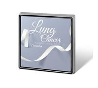 Pins de lazo blanco para el mes de concientización sobre el cáncer de pulmón, insignia cuadrada, pin de solapa, botones esmaltados, decoraciones para fiestas