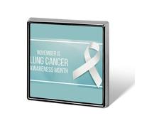 Pins de lazo blanco para el mes de concientización sobre el cáncer de pulmón, insignia cuadrada, pin de solapa, botones esmaltados, decoraciones para fiestas