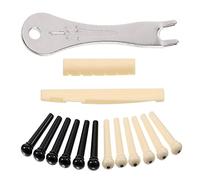 Pins de Puente de Guitarra de 12pcs, Removedor de Pasador de Pin del Puente 1pc, Sillín de Guitarra de 1pc, Tuerca de 1pc, Accesorios para el Reemplazo de Clavijas de