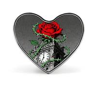 Pins de solapa con forma de torre del reloj, rosa de sangre y espinas, lindo pin de esmalte con forma de corazón para hombre/