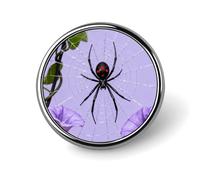 Pins de solapa esmaltados de la Viuda Negra sobre una vid morada en la cabaña Aurora - Broches redondos y bonitos, unisex para ropa, sombreros, bolsos y mochilas