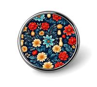 Pins de solapa redondos de metal con flores rojas, azules y amarillas, bonitos, para corbata, accesorios de ropa para hombres y mujeres.