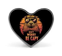 Pins metálicos con forma de corazón "Capybara Don't Worry Be Capy" | Pines de solapa para camisa, mochila, chaqueta, sombrero, abrigo, bolso, ropa, joyería, accesorios, regalos para mujeres y hombres