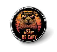 Pins metálicos redondos de 2,5 cm con la frase "Capybara Don't Worry Be Capy" | Pines de solapa para camisa, mochila, chaqueta, sombrero, abrigo, bolso, ropa, joyería, accesorios, regalos para mujeres