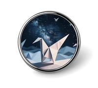 Pins redondos de solapa con diseño de cielo estrellado de origami, lindo pin esmaltado para hombre/mujer, broche de corbata,