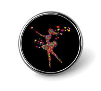 Pins redondos de solapa con figuras de mujeres bailando y haciendo girar la batuta. Botones divertidos para negocios y bodas.