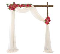 Pinsheng 1 Panel Cortina para Arco de Boda 600 x 75 cm, Tela Drapeada de Gasa, Seda y Tul, Decoración para Ceremonia, Recepción, Fiesta