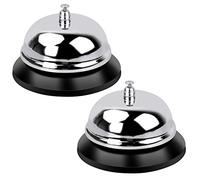 Pinsheng 2 PCS Campana de Servicio, Campanillas de Metal, Timbre de Recepción de Mesa Campana de la Cocina de Acero Inoxidable Timbre Clasico de Acero para Hotel, Restaurante, Cocina, Escuela (Plata)