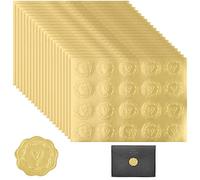 Pinsheng 300 Pegatinas de Sello de Sobre Doradas con Acabado en Relieve, Autoadhesivas, de Corazón, para Invitaciones de Boda y Otros Sobres, de Papel Dorado, Clásico