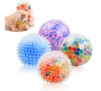 Pinsheng 4 Pack Bolas Antiestrés, Squishy Ball Rellenas de Perlas de Agua, Multicolor, Ejercicio de los Dedos para Niños y Adultos