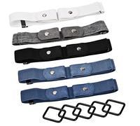 Pinsheng 5 Piezas Cinturón Elástico Sin Hebilla, Cinturón Elástico Invisible Unisex Ajustable, Ideal para Mujer y Hombre, Embarazadas, Ancianos y Niños