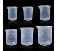 Pinsheng 6 Piezas Vasos Medidores de Plástico 50ml-100ml, Taza Medidora de Silicona Vasos Graduados Plástico Transparente para Cocina y Laboratorio (50ml X 2, 100ml, 150ml, 250mml, 500ml)