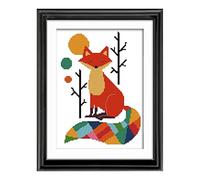 Pinsheng Kits de Punto de Cruz, DIY Kits de Bordado Punto Cruz 28x38cm, 11CT Zorro para Manualidades de Costura, para Niños Adultos Principiantes