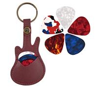 Pinsheng Llavero de Piel con Forma de Guitarra para Púas de Guitarra, Estuche para Púas de Guitarra Eléctrica Portapúas y Caja de Bolsillo con Púas para Guitarra Clásica Acústica Eléctrica (Marrón)