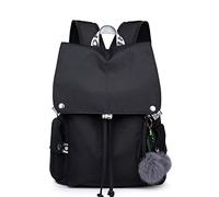 pinsheng Mochila De Hombro Femenina Mochila Casual Simple Mochila De Estudiante Universitaria Femenina Bolsa De Viaje Impermeable para Computadora Portátil Negro (Enviar Bola De Piel)