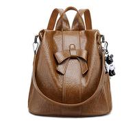 pinsheng Mochila Mujer Cuero Suave Coreano Moda Salvaje Señoras Mochila Simple Casual Bolsa De Viaje Marrón