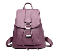 pinsheng Mochila Mujer Mujer Bolso Moda Cuero Suave Viaje Mochila Casual Estudiante Bolso Morado