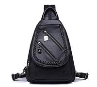 pinsheng Mochila Pecho para Mujer Mochila De Gran Capacidad para Estudiantes Europeos Y Estadounidenses Mochila Escolar para Viajes Al Aire Libre (Negro) Tejido
