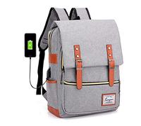 pinsheng Vintage British College Style Student Bag Mochila De Carga USB Inteligente Elegante Y Simple Bolsa De Viaje De Gran Capacidad (Gris Claro)