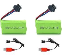Pinsinholy Pack de 2 baterías de ion de litio de 7,4 V 500 mAh SM-4P macho 2S para coche RC mando a distancia camión RC barco RC camión de construcción y gel Blaster