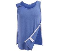 PINSPARK Camisa unisex para cirugía de hombro, camisa de rehabilitación con cierre a presión para abrir la ropa con botones para abrir la ropa después del bypass del corazón, azul, S