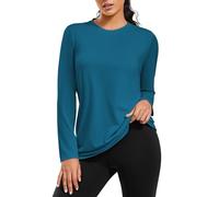PINSPARK Camiseta Deportiva para Mujer, De Manga Larga, con ProteccióN UV, Secado RáPido, Ligera Y Transpirable, Correr, Fitness, Cuello Redondo, Funcional, Holgada, Entrenamiento Yoga