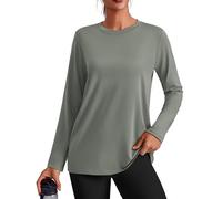 PINSPARK Camiseta Deportiva para Mujer, De Manga Larga, con ProteccióN UV, Secado RáPido, Ligera Y Transpirable, Correr, Fitness, Cuello Redondo, Funcional, Holgada, Entrenamiento Yoga