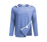 PINSPARK Camisetas Deportivas Camiseta Funcional para Hombre Camisetas Totalmente rasgables después de la cirugía de Hombro con botón de presión Diálisis Chemo Port S-XXL