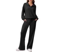 PINSPARK CháNdal Para Mujer, Conjunto Deportivo De Dos Piezas, CháNdal Manga Larga, Sudadera Con Media Cremallera Y PantalóN Ancho OtoñO