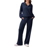 PINSPARK CháNdal Para Mujer, Conjunto Deportivo De Dos Piezas, CháNdal Manga Larga, Sudadera Con Media Cremallera Y PantalóN Ancho OtoñO
