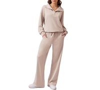 PINSPARK CháNdal Para Mujer, Conjunto Deportivo De Dos Piezas, CháNdal Manga Larga, Sudadera Con Media Cremallera Y PantalóN Ancho OtoñO