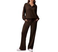 PINSPARK CháNdal Para Mujer, Conjunto Deportivo De Dos Piezas, CháNdal Manga Larga, Sudadera Con Media Cremallera Y PantalóN Ancho OtoñO
