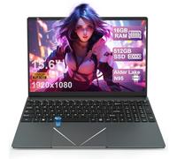 PINSTONE Ordenador Portátil de 15,6 Pulgadas, PC Portátil con 16GB de RAM y SSD 512GB, Alder Lake-N95 (hasta 3,4 GHz), Laptop con Touch ID, Cámara Web HD, HDMI, Notebook para Oficina y Estudio